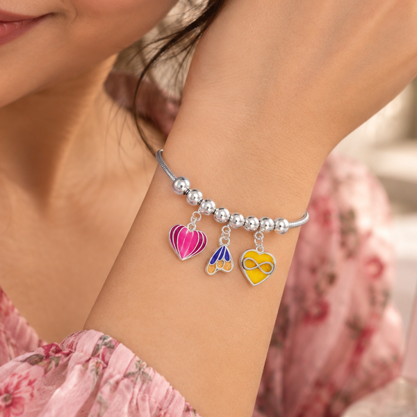 Riddhi Colourful Hearts Silver Bracelet