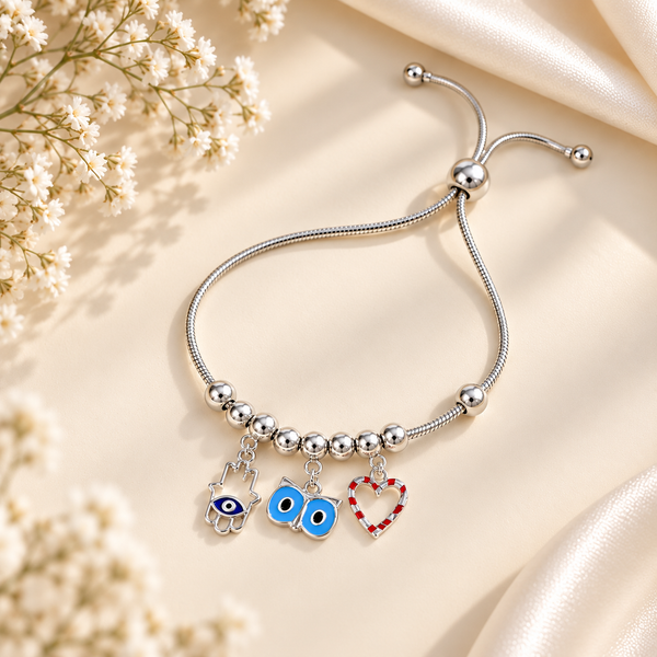 Isha Lucky Eye Charm Silver Bracelet