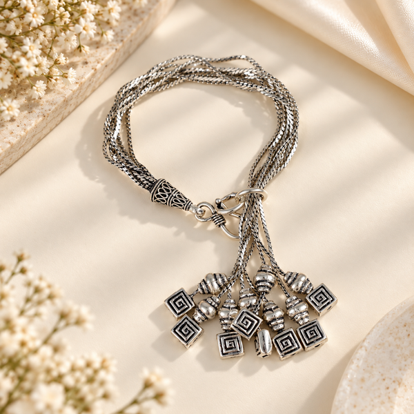 Tanya Heritage Tassel Silver Bracelet