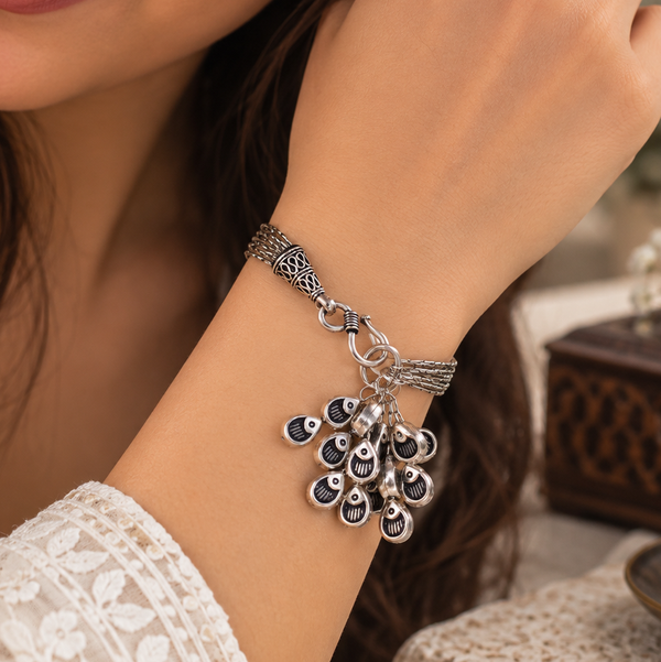 Nitya Mystic Eye Tassel Silver Bracelet