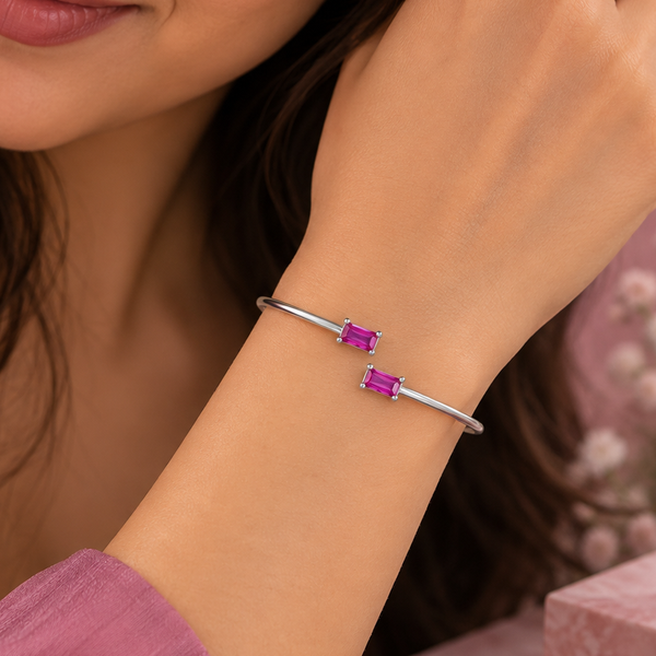 Riya Ruby Twin Stone Silver Bracelet