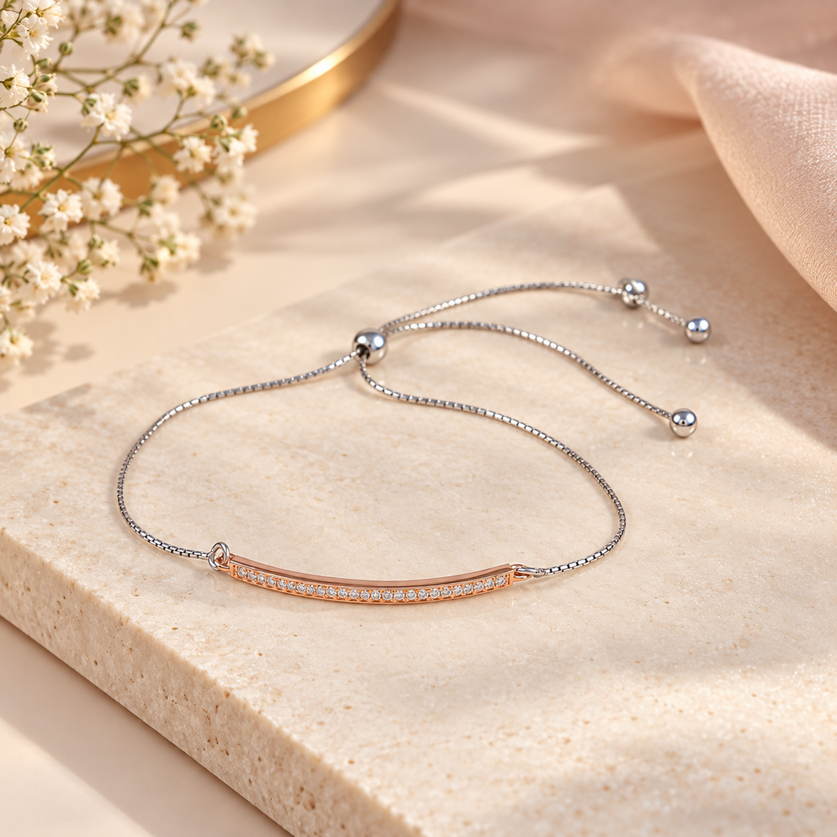 Bella Rosé Sparkle Silver Bracelet