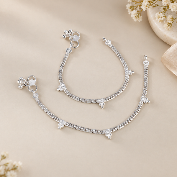 Cluster Bell Silver Baby Anklets