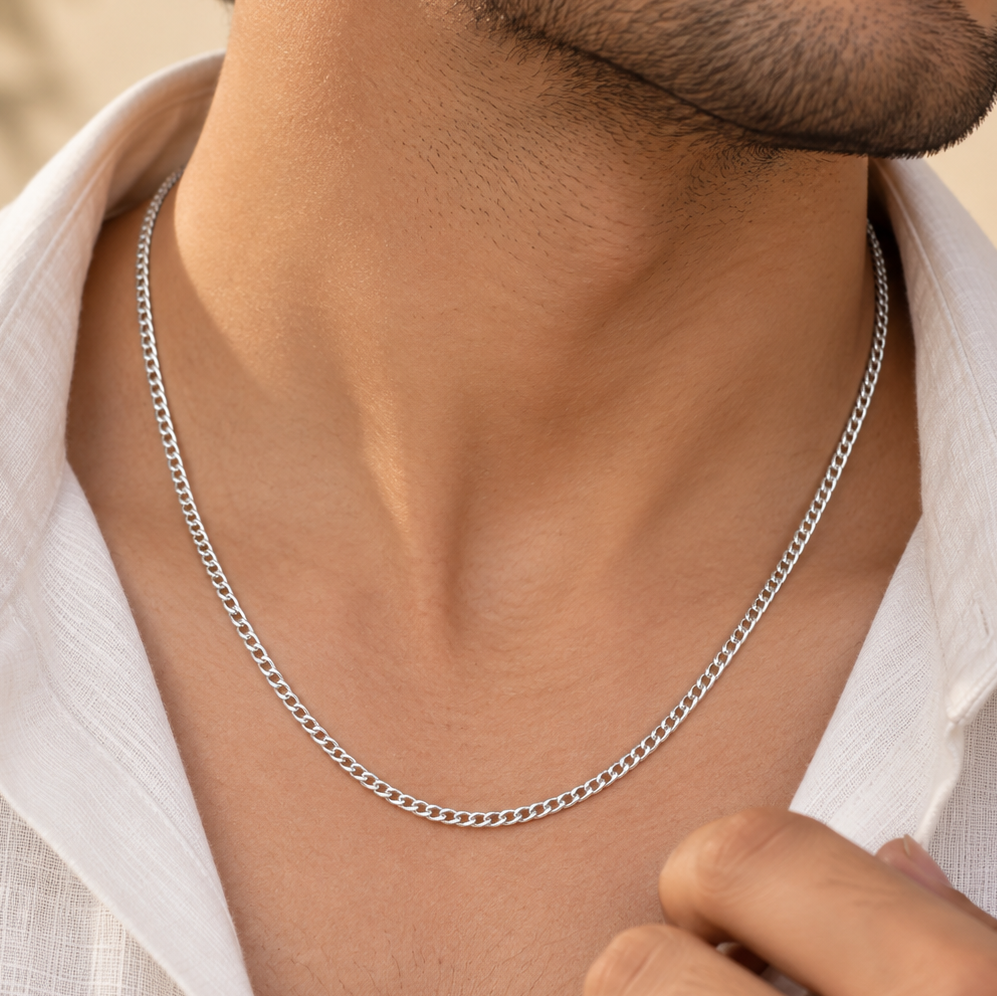 Ayaan Sleek Silver Chain For Him
