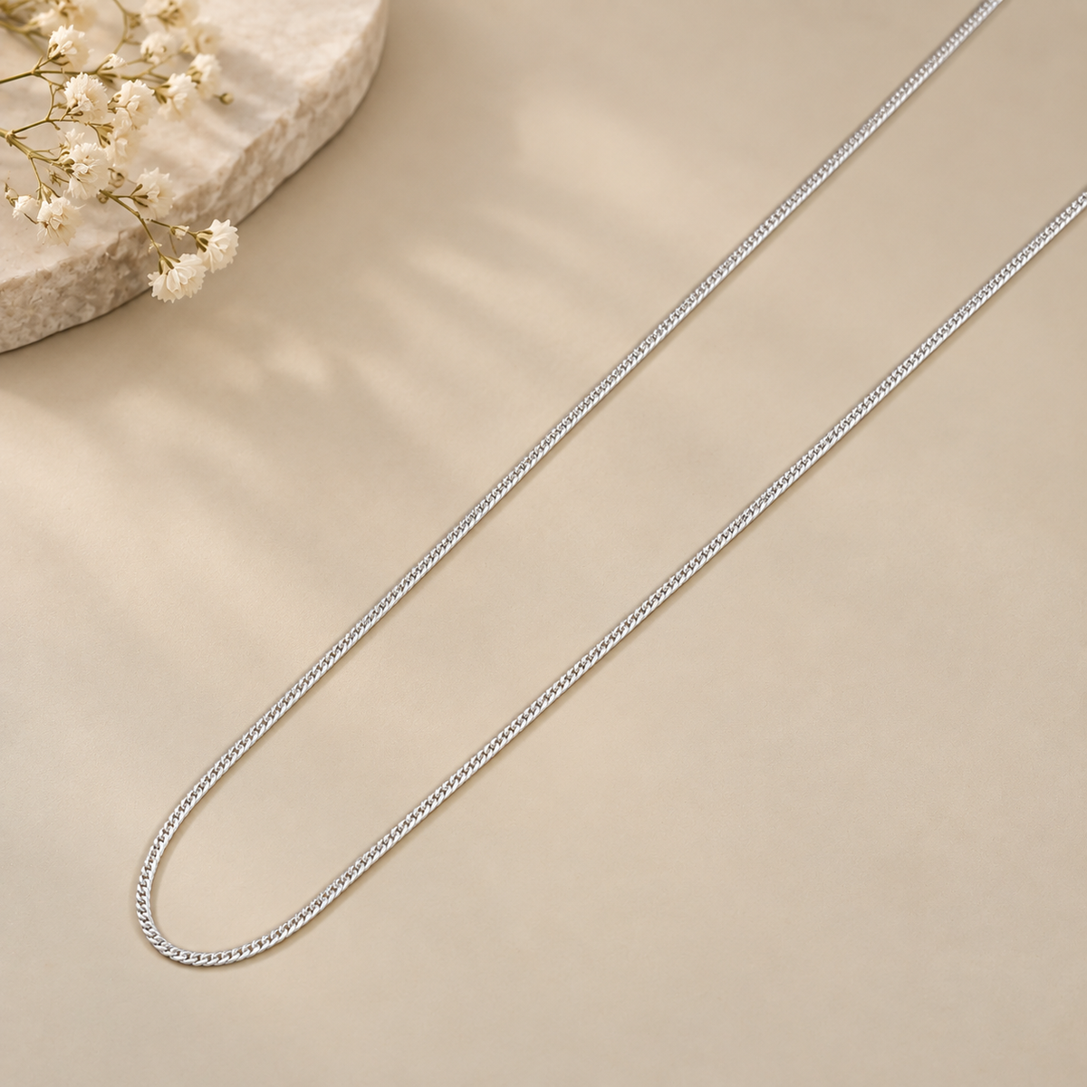 Atharv Slim Cuban Silver Chain For Him