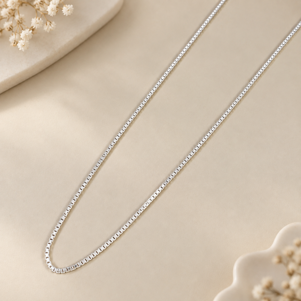 Krishav Classic Box Silver Chain For Him