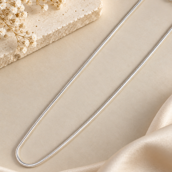 Vedant Smooth Snake Silver Chain For Him