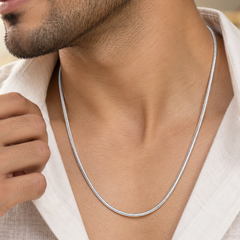 Aahan Serene Snake Silver Chain For Him