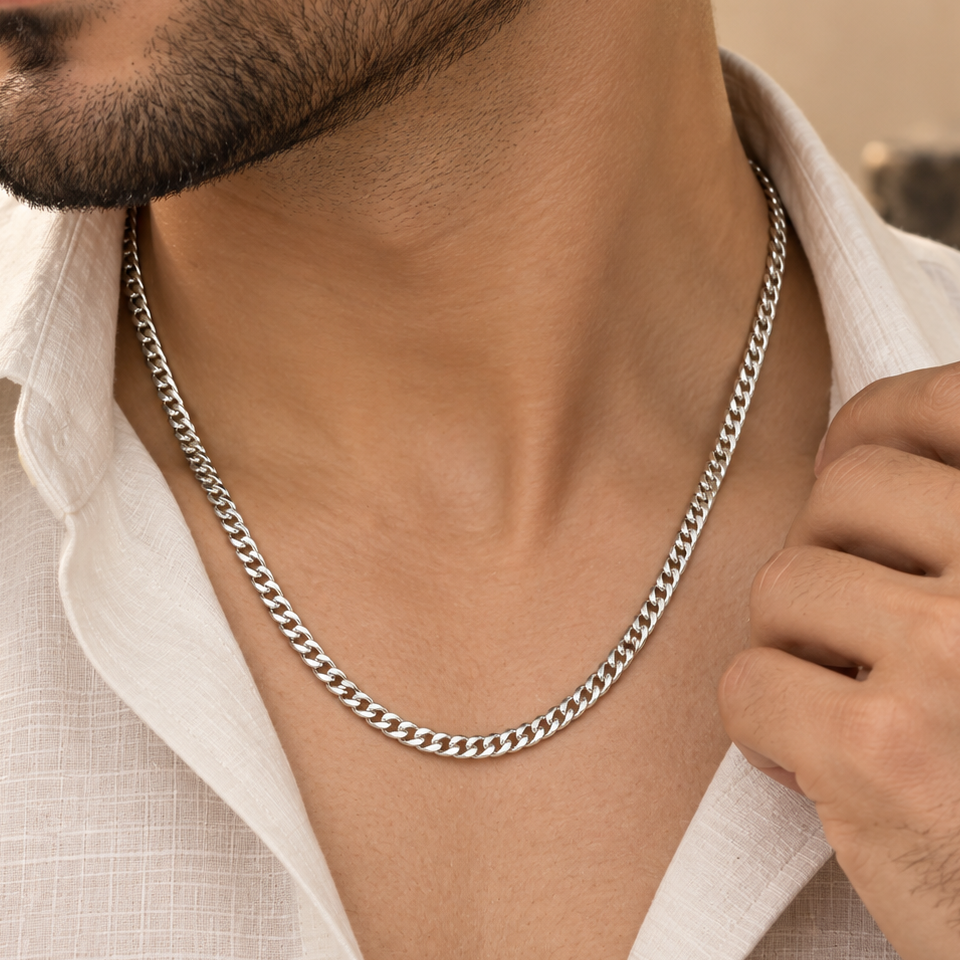 Rudra Bold Cuban Silver Chain For Him