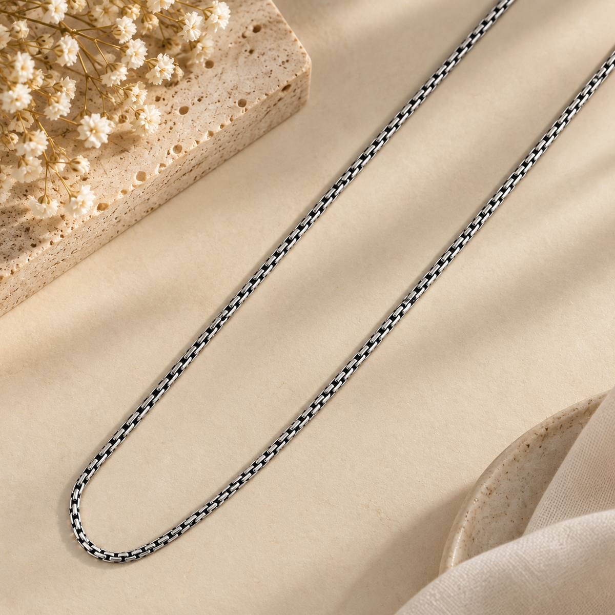 Kairav Midnight Link Silver Chain For Him