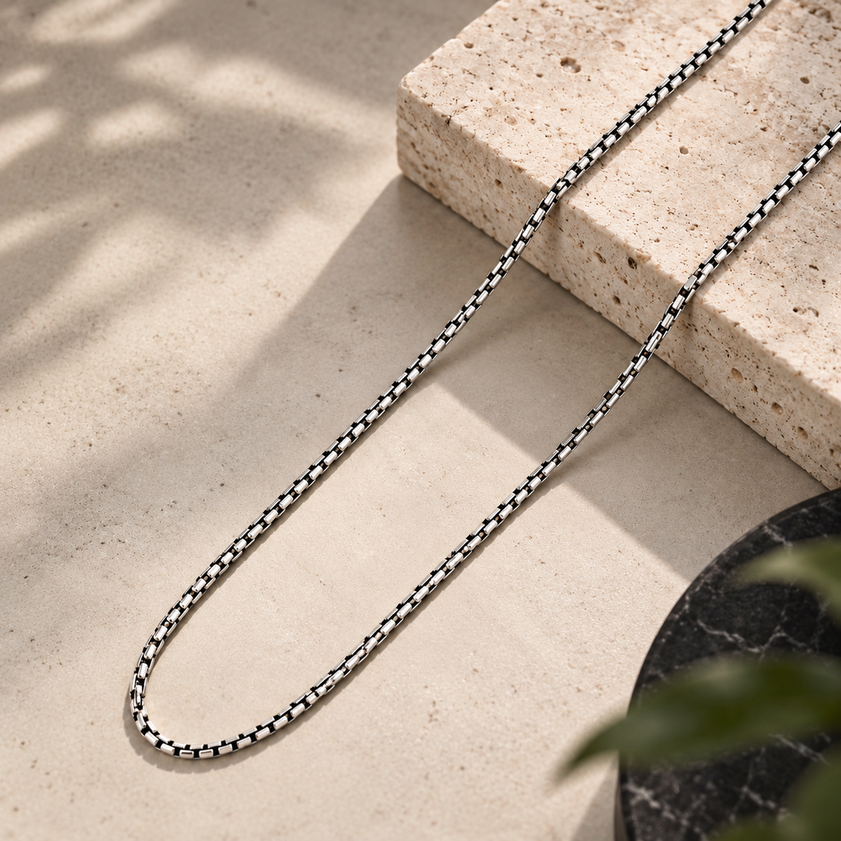 Shaurya Shadow Box Silver Chain For Him