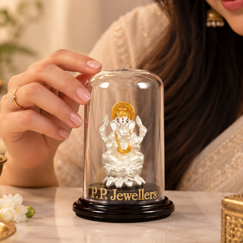 Lotus Vighnaharta Silver Idol