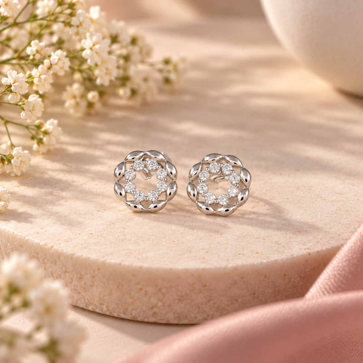 Prisha Aurelia Halo Silver Earrings