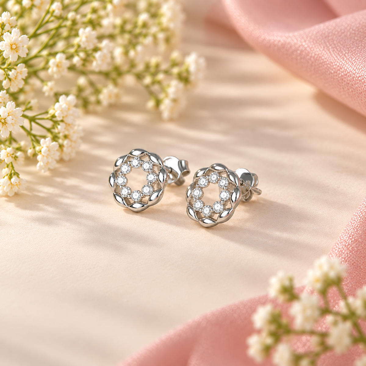 Prisha Aurelia Halo Silver Earrings