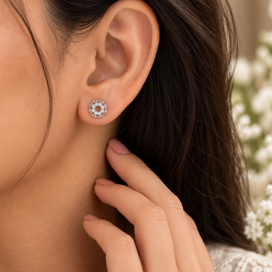 Prisha Aurelia Halo Silver Earrings