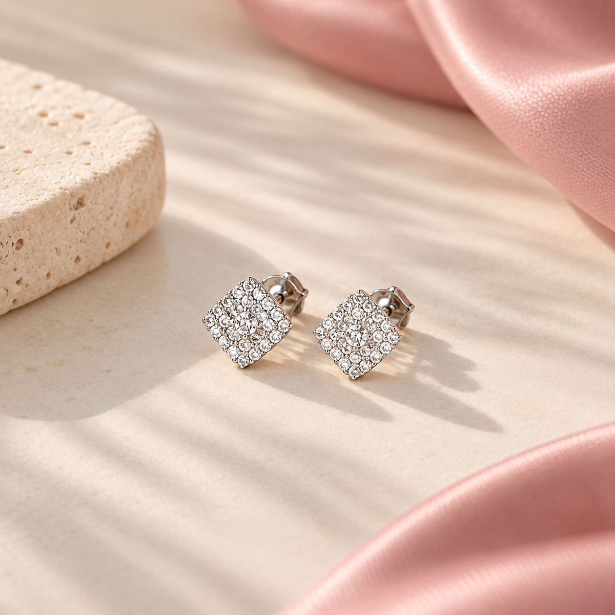 Nisha Radiance Halo Studs Silver Earrings