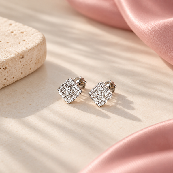 Nisha Radiance Halo Studs Silver Earrings
