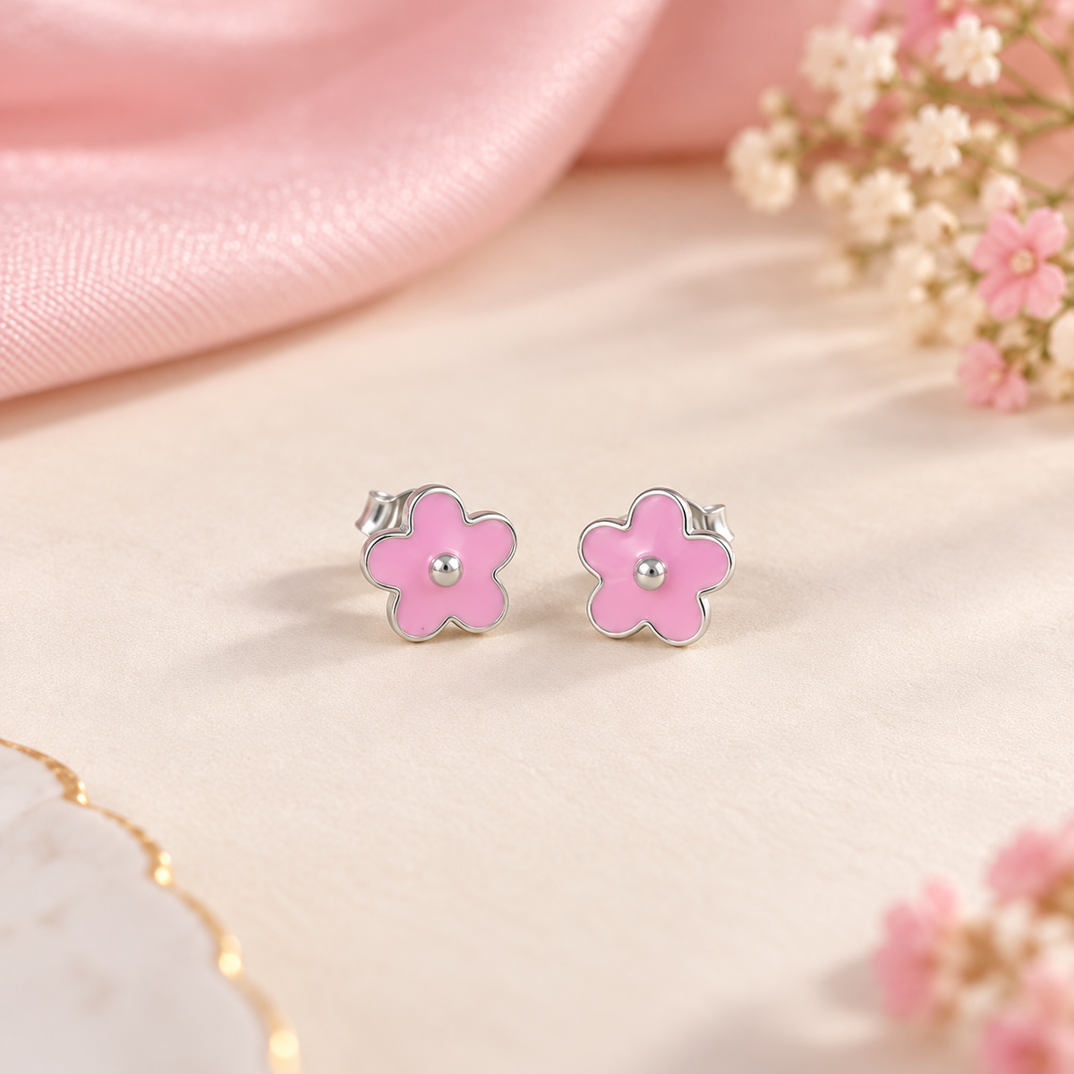 Moonlit Blossom Drop Silver Earrings