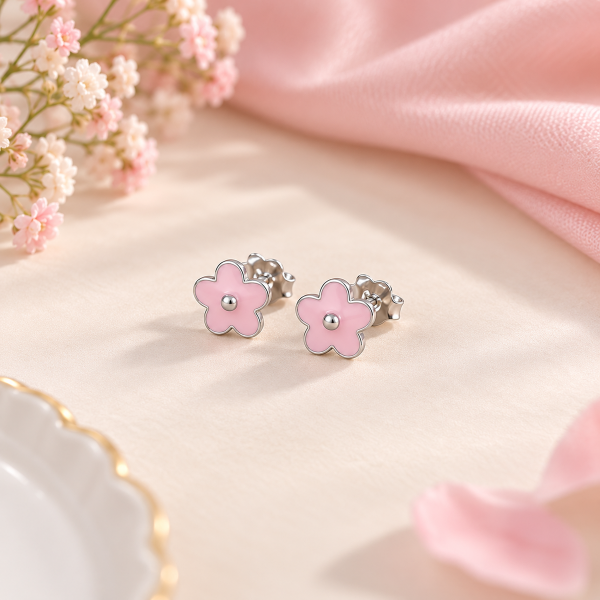 Moonlit Blossom Drop Silver Earrings
