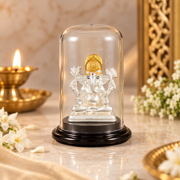 Shubh Mangal Ganesha Silver Idol