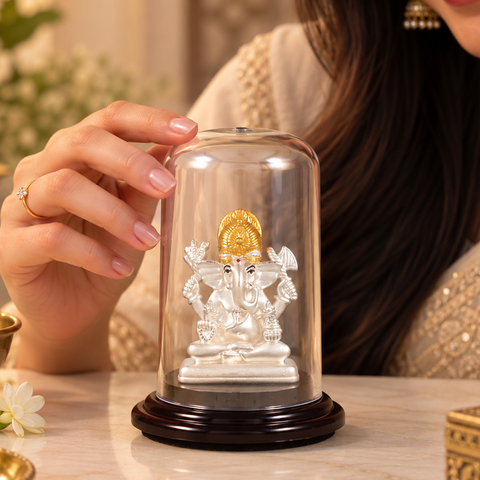 Shubh Mangal Ganesha Silver Idol