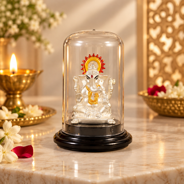 Surya Prabha Ganesha Silver Idol