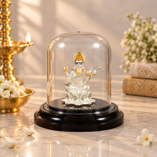 Gyan Jyoti Saraswati Silver Idol