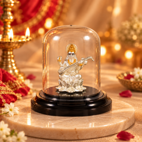 Gyan Jyoti Saraswati Silver Idol
