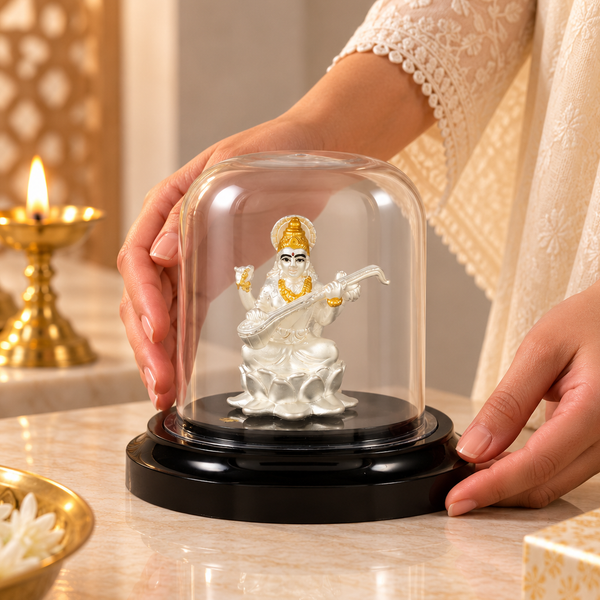Gyan Jyoti Saraswati Silver Idol