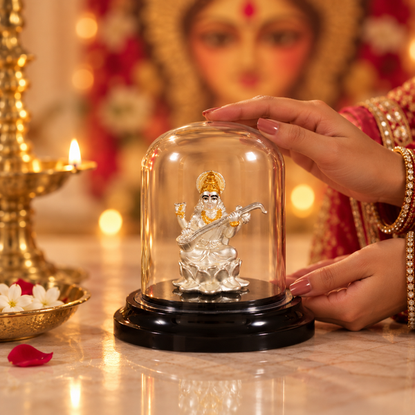 Gyan Jyoti Saraswati Silver Idol