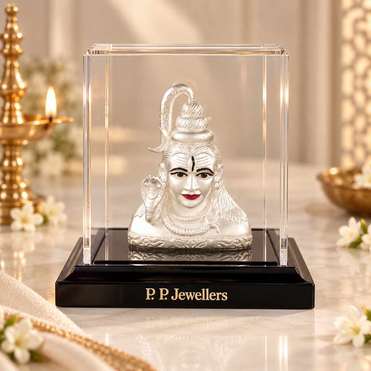 Trinetra Kailash Mahadev Silver Idol