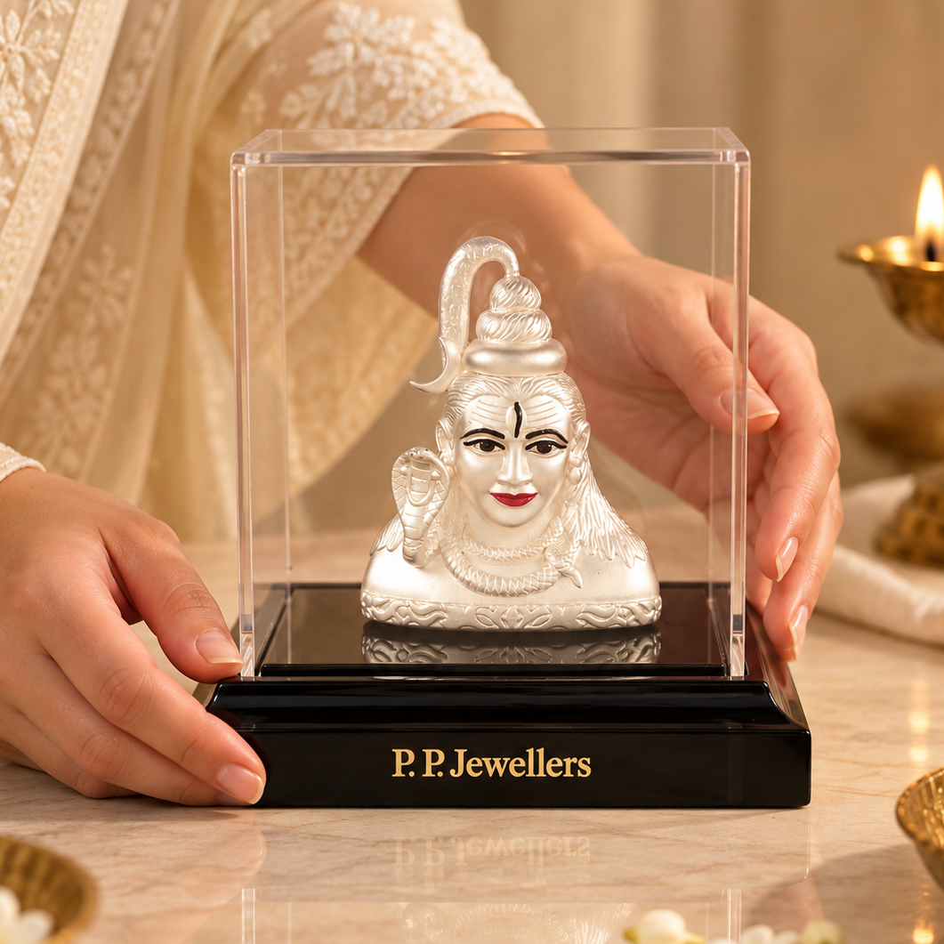 Trinetra Kailash Mahadev Silver Idol