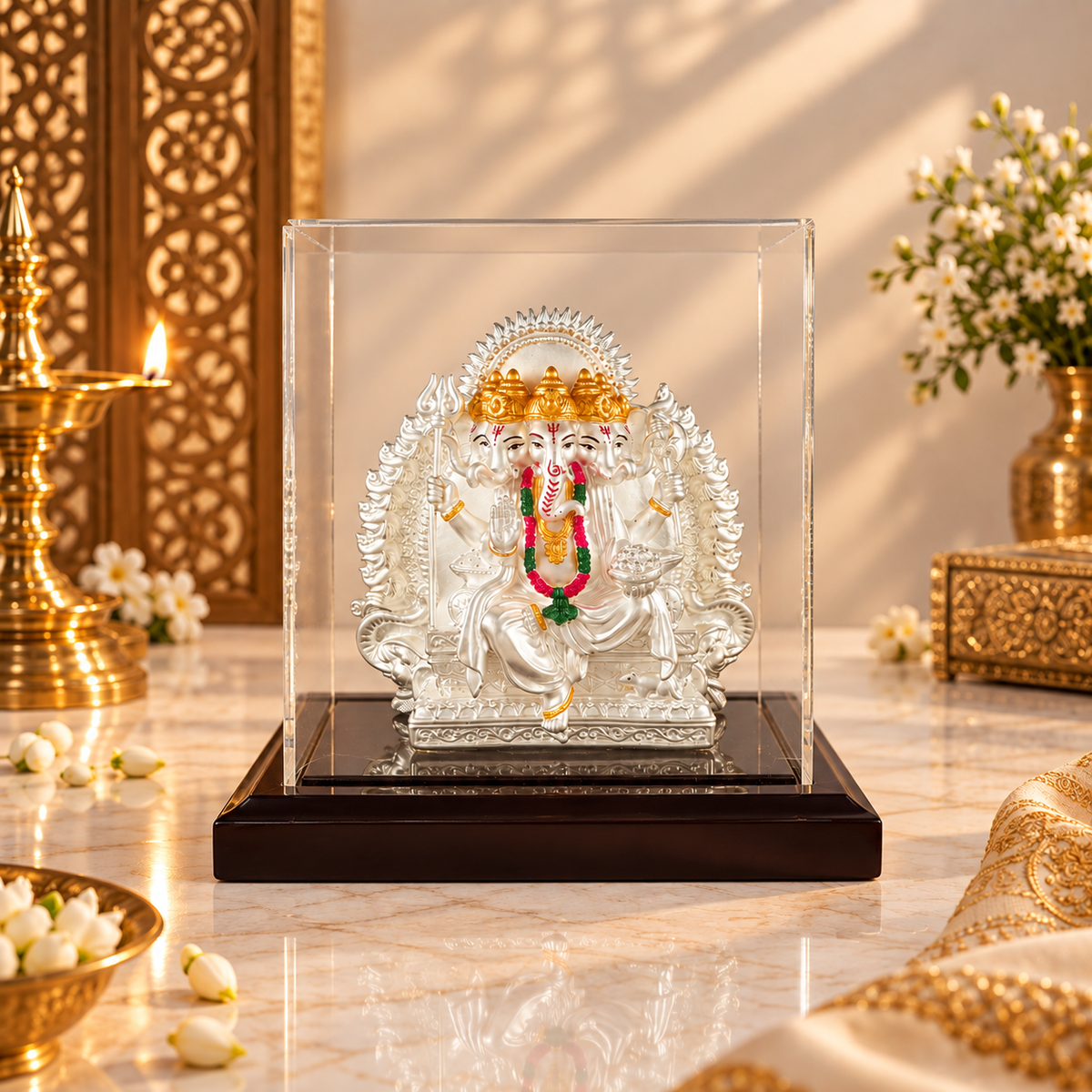 Panchmukhi Siddhivinayak Silver Idol