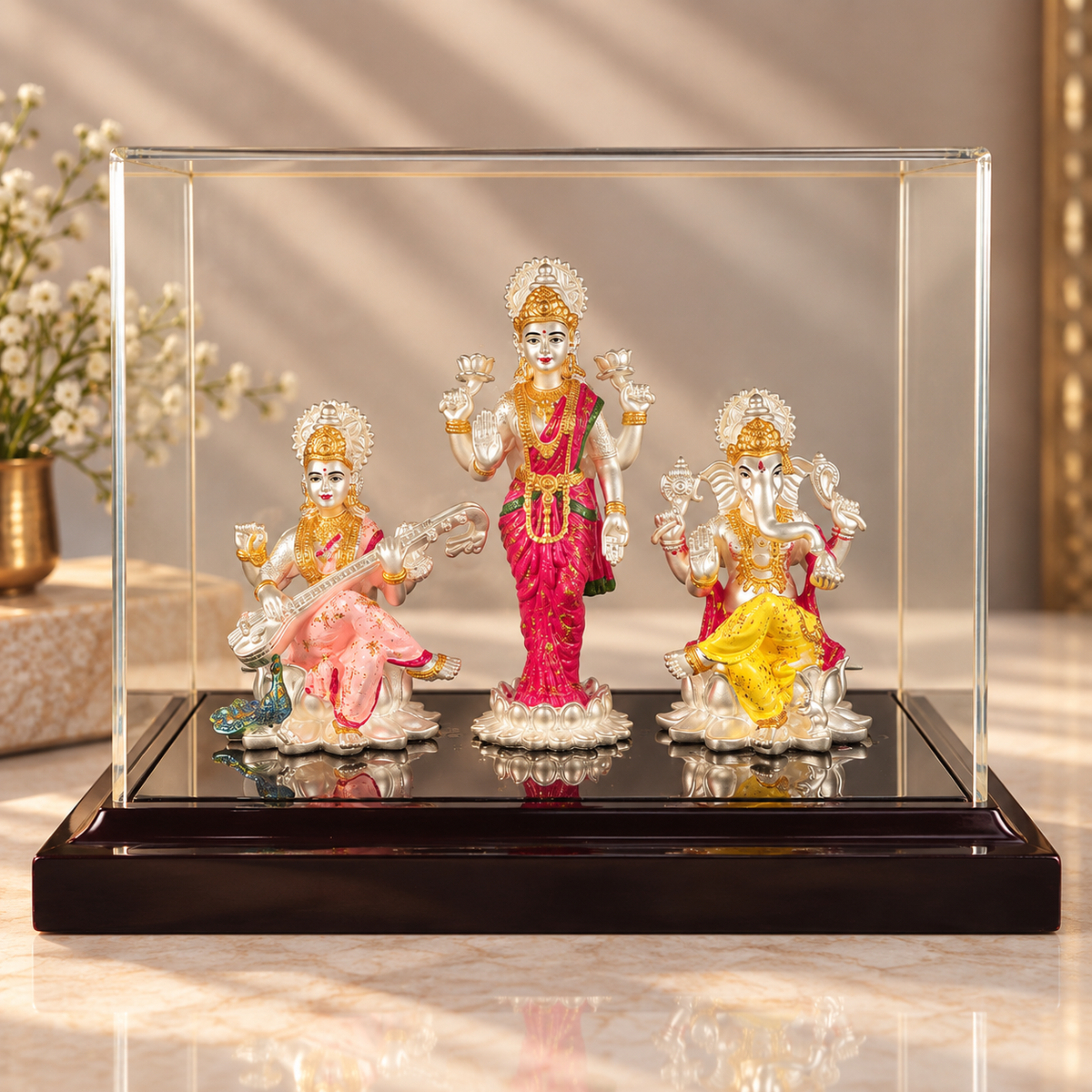 Shree Siddhi Vidya Triveni Silver Idol