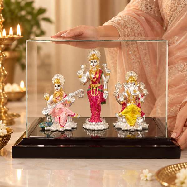 Shree Siddhi Vidya Triveni Silver Idol