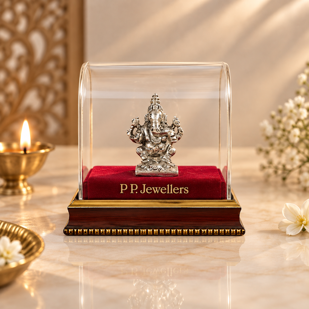 Vakratunda Antique Silver Idol