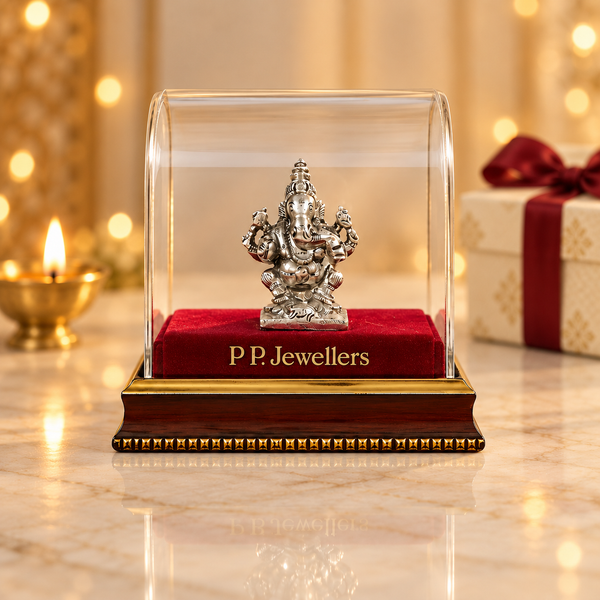 Vakratunda Antique Silver Idol
