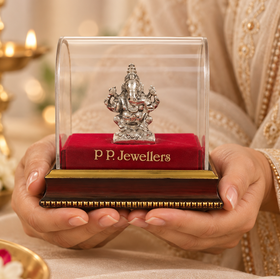 Vakratunda Antique Silver Idol