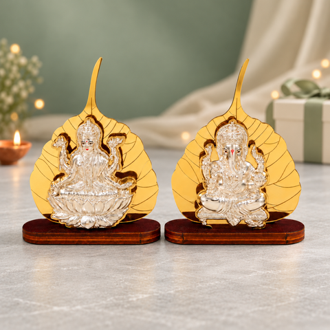 Peepal Grace Lakshmi Ganesha Silver Idol