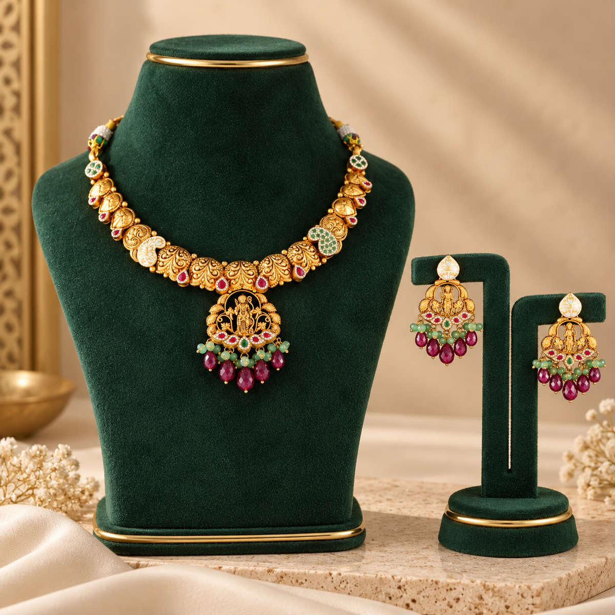 Aditi Divine Ram Darbar Gold  Necklace Set