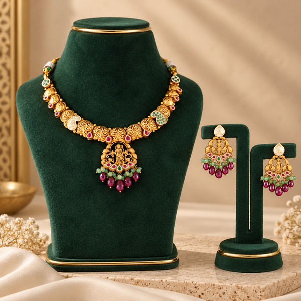 Aditi Divine Ram Darbar Gold  Necklace Set