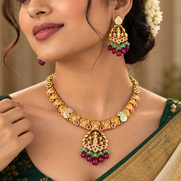Aditi Divine Ram Darbar Gold  Necklace Set