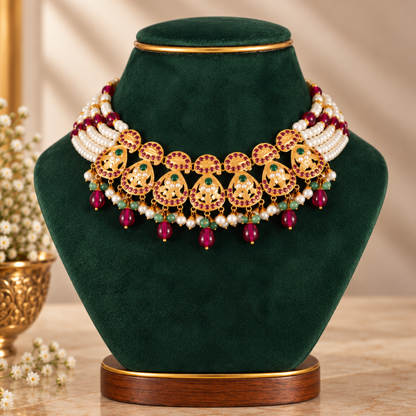 Madhurima Pearl Gold Necklace Set