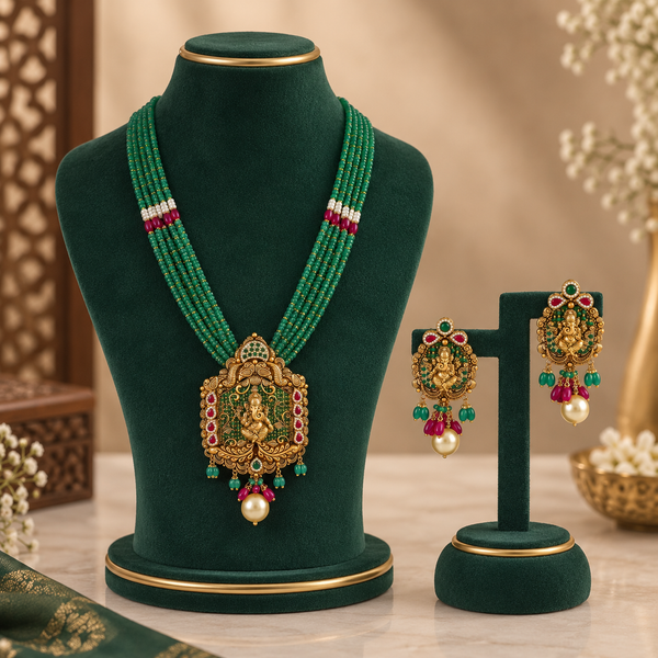 Ahana Divine Ganesha Gold Long Necklace Set