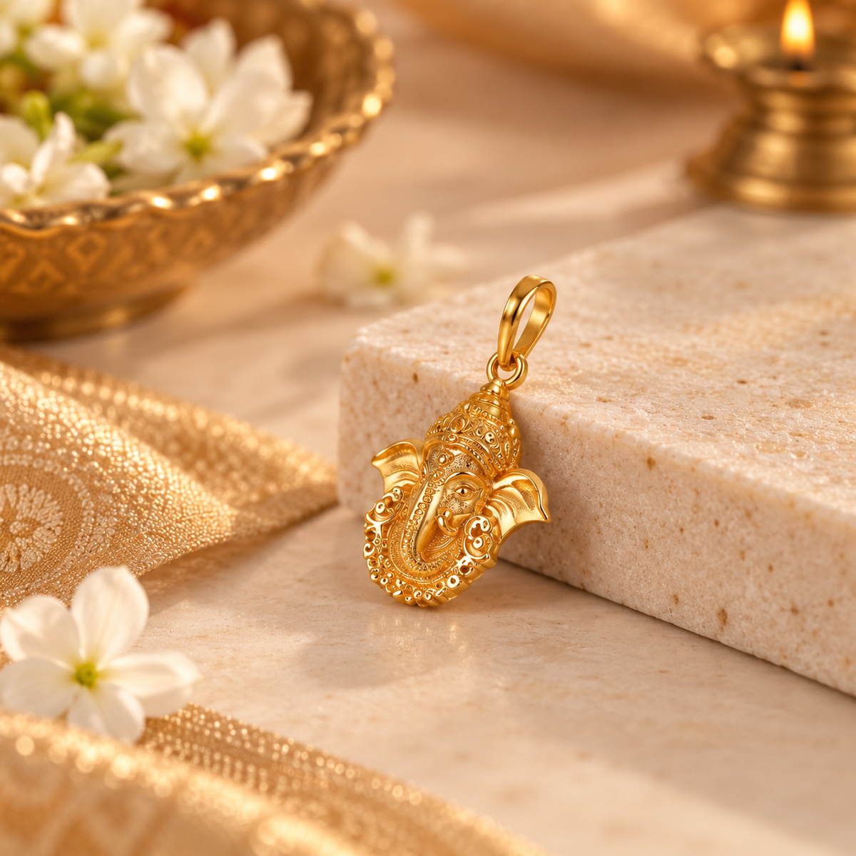 Ganesha Blessing Gold Pendant For Him