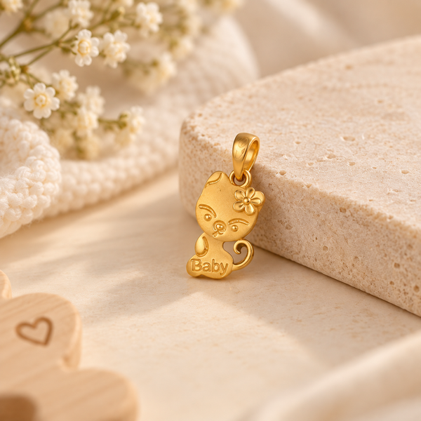 Baby Kitty Gold Pendant For Kids