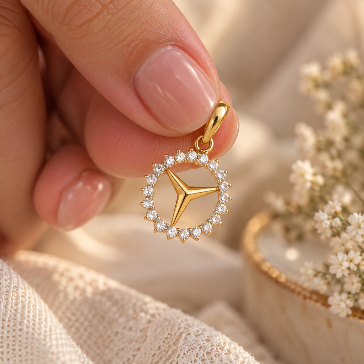 Star Halo Gold Pendant