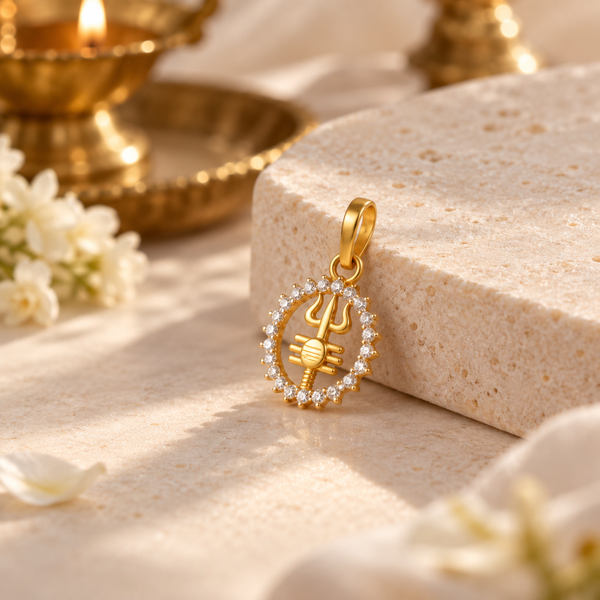 Trishul Halo Gold Pendant