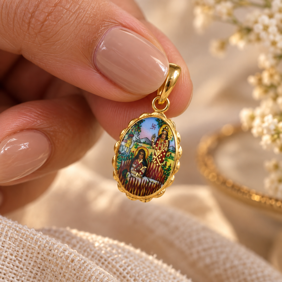 Sati Portrait Gold Pendant