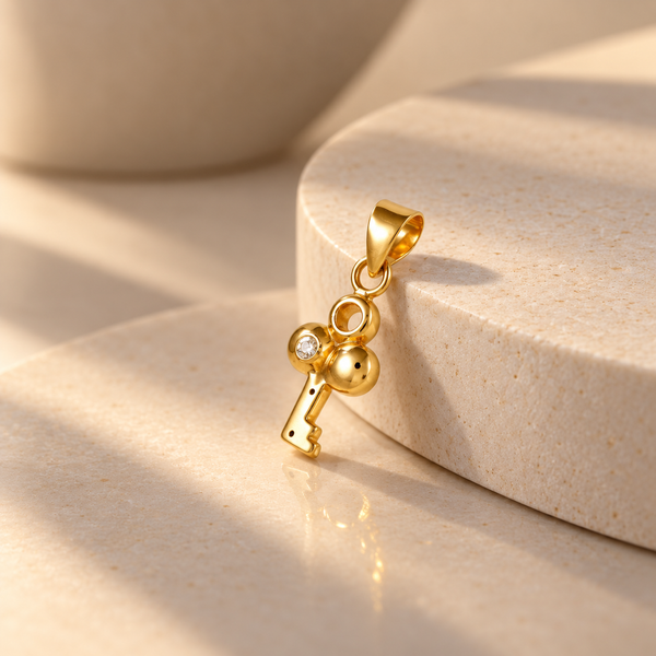 Lucky Mickey Key Gold Pendant